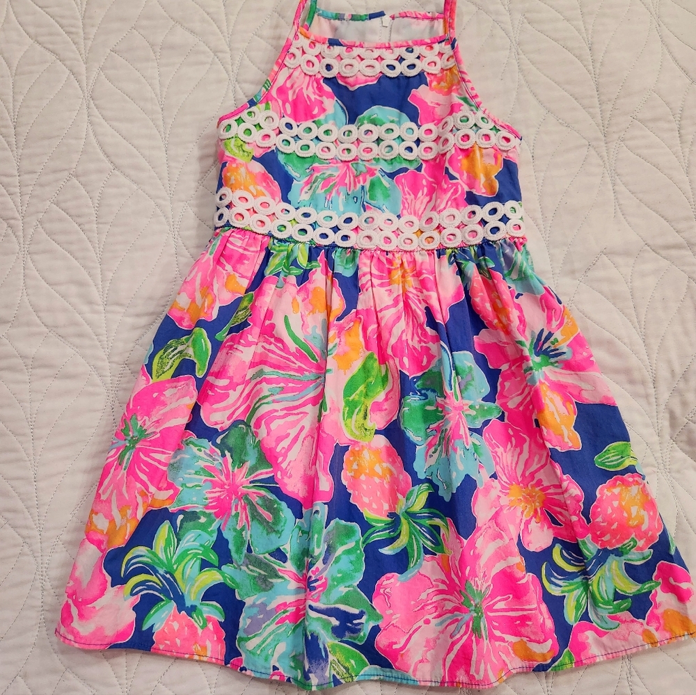 Lilly Pulitzer 🌺 Elize Dress in Beckon Blue Jungle Utopia Girls Size 6